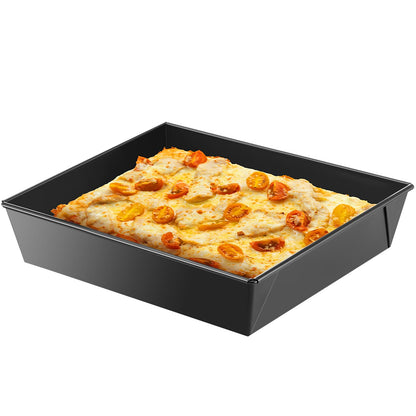 3 Pcs Detroit Style Pizza Pan, 9.5 x 9.5 x 2.56 Inch, Black