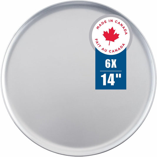 Norjac 14 Inch Pizza Pan, 6 Pack, Round Aluminum Pans, Baking Tray for Oven, Rust-Free, Durable & Long Lasting