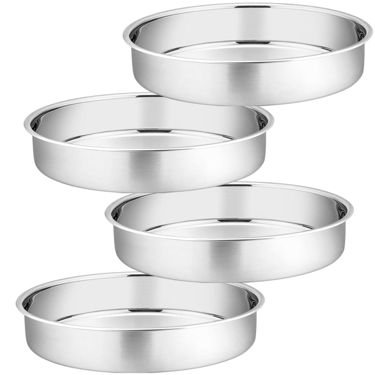 P&P CHEF 4 Inch Cake Pan Set of 4, Stainless Steel Round Cake Pans Tins