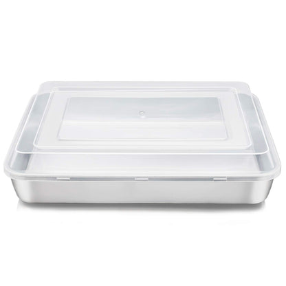 E-far Stainless Steel Baking Pan with Lid, 12⅓ x 9¾ x 2 Inch for Cake
