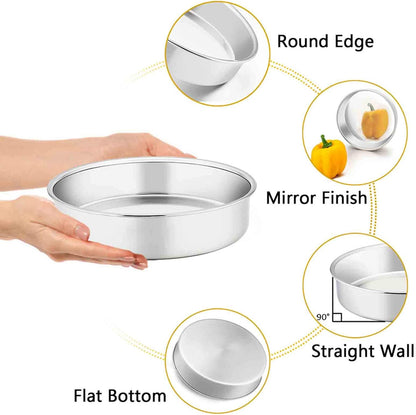 TeamFar Cake Pan, Stainless Steel Round Baking Tier Cake Pans Tins Set of 5