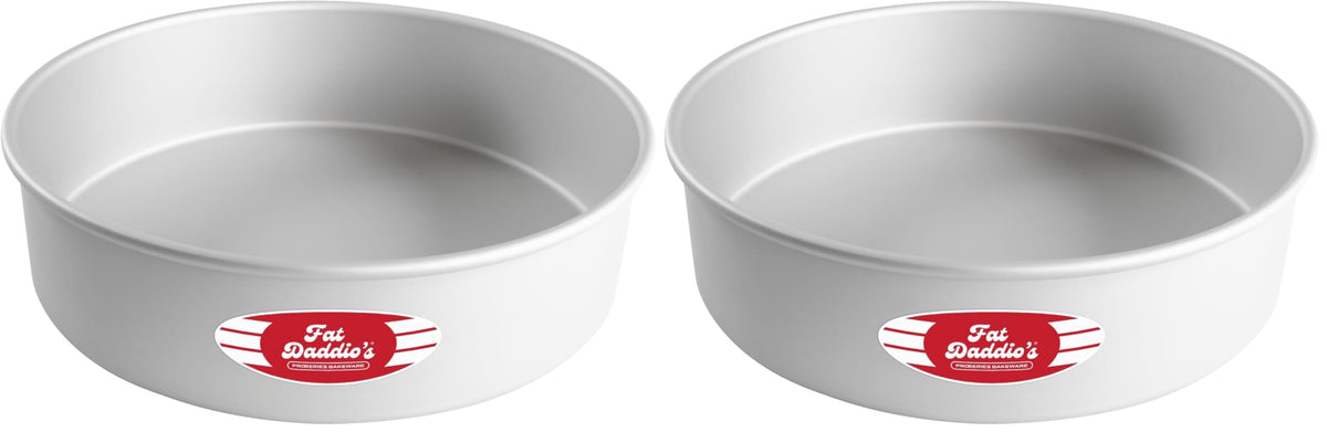 Fat Daddio's Anodized Aluminum Round Cake Pans, 2 Piece Set, 8 x 2 Inch
