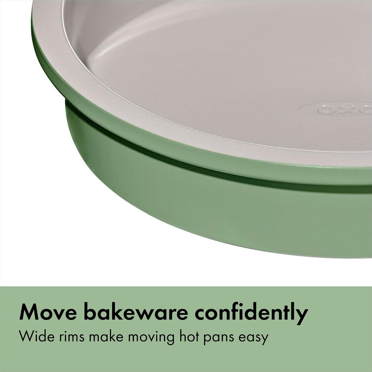 OXO Good Grips Non-Stick Pro Ceramic Coated Metal Bakeware Cake Pan — 9 in Round — Basil, Round Baking Pan for Layered Cakes