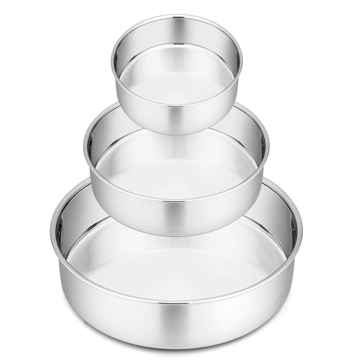 P&P CHEF Cake Pan Set of 3, 4" + 6" + 8" Round Baking Layer Cake Pan Tin