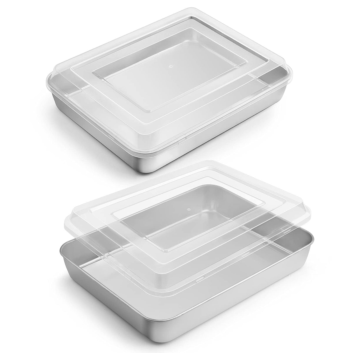 E-far Stainless Steel Baking Pan with Lid, 12⅓ x 9¾ x 2 Inch for Cake