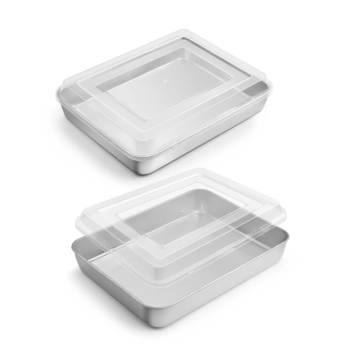 E-far Stainless Steel Baking Pan with Lid, 12⅓ x 9¾ x 2 Inch for Cake