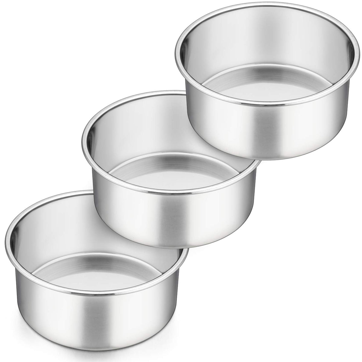P&P CHEF 8 Inch Cake Pans Set, 2Pcs Stainless Steel Round Baking Pan