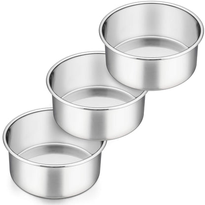 P&P CHEF 8 Inch Cake Pans Set, 2Pcs Stainless Steel Round Baking Pan