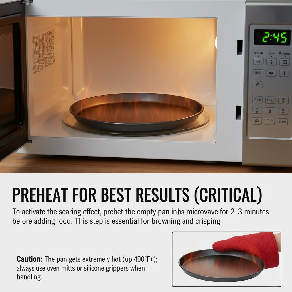 MACONEE 10inch Universal Microwave Crisper Pan/Microwave Cookware Browning Tray, Crispy Plate, Microwave Crispers for Reheat Frozen Pizza, Chicken Nuggets French Toast with Crispy Effect!