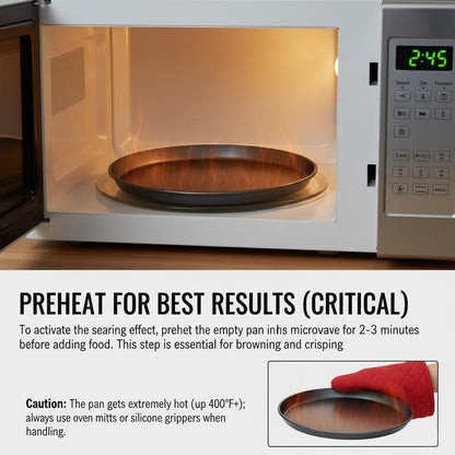 MACONEE 10inch Universal Microwave Crisper Pan/Microwave Cookware Browning Tray, Crispy Plate, Microwave Crispers for Reheat Frozen Pizza, Chicken Nuggets French Toast with Crispy Effect!