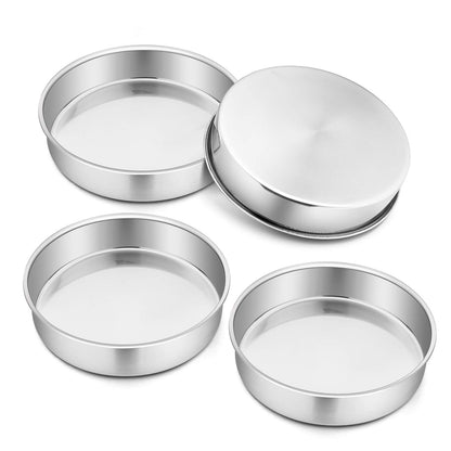P&P CHEF 4 Inch Cake Pan Set of 4, Stainless Steel Round Cake Pans Tins