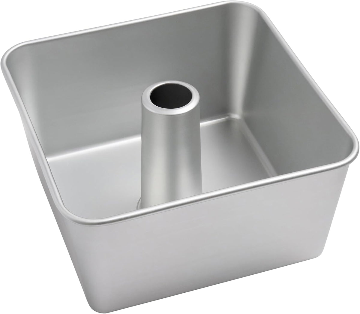 One-Piece Square Tube Cake Pan, 18 Cup, Anodized Aluminum, 9 x 9 x 4.5 in, Seamless Design, Easy Release, Even Heat, for Angel Food, Chiffon, Sponge, Mile High & Pound Cakes