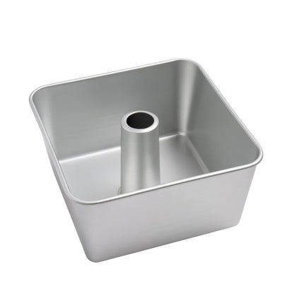 One-Piece Square Tube Cake Pan, 18 Cup, Anodized Aluminum, 9 x 9 x 4.5 in, Seamless Design, Easy Release, Even Heat, for Angel Food, Chiffon, Sponge, Mile High & Pound Cakes