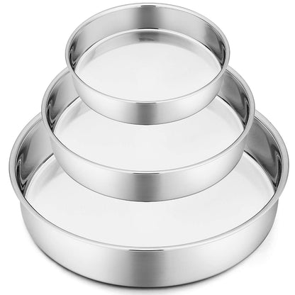 P&P CHEF Cake Pan Set of 3, 4" + 6" + 8" Round Baking Layer Cake Pan Tin
