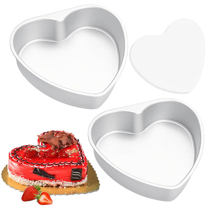 8 Inch Heart Shaped Cake Pans,2 Pack Non-stick Aluminum Heart Pan
