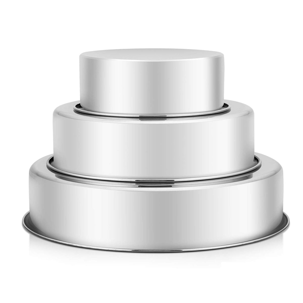 P&P CHEF Cake Pan Set of 3, 4" + 6" + 8" Round Baking Layer Cake Pan Tin