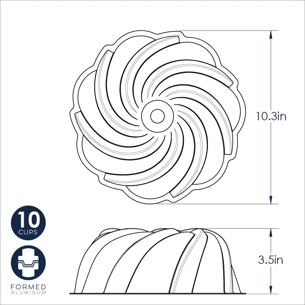 Nordic Ware Formed Swirl Bundt, 10 Cup, Twilight Blue