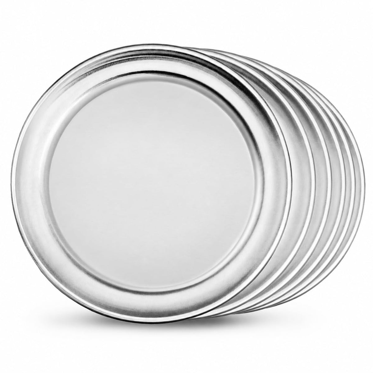 New Star Foodservice Restaurant-Grade Aluminum Pizza Pan/Tray with Wide Rim, 16 Inch, Pack of 6