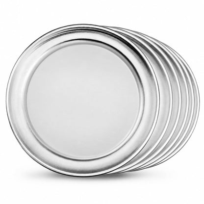 New Star Foodservice Restaurant-Grade Aluminum Pizza Pan/Tray with Wide Rim, 16 Inch, Pack of 6