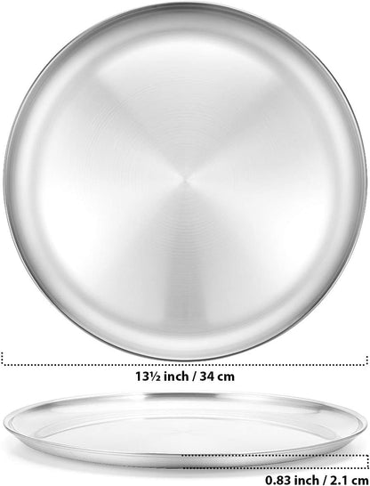 Deedro Stainless Steel Pizza Pan 13½ Inch, Round Pizza Oven Tray, 2 Pack
