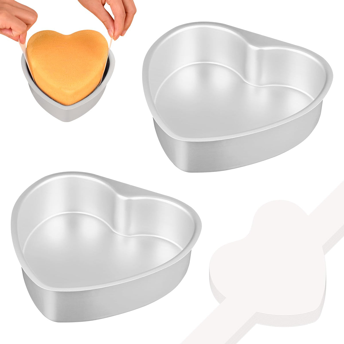 HUAKENER 8 Inch Heart Cake Pan, Non-stick Aluminum Heart Cake Pan