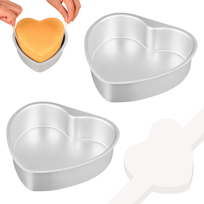 HUAKENER 8 Inch Heart Cake Pan, Non-stick Aluminum Heart Cake Pan