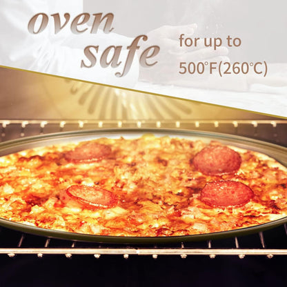 12.6 Inch Pizza Pan Set of 2, Non-Stick Carbon Steel Pizza Crisper Tray