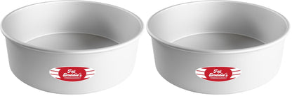 Fat Daddio's Anodized Aluminum Round Cake Pans, 2 Piece Set, 9 x 2 Inch