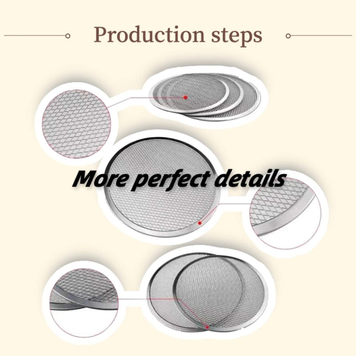 6Pcs 12 Inch Pizza Screen,Seamless Aluminum Pizza Screen,Pizza Pan For Oven