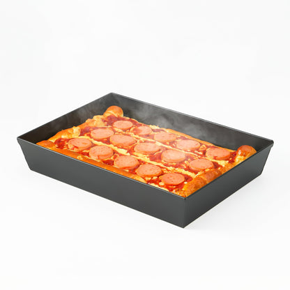 Detroit Style Pizza Pan 10x14x2.5 (Non-Stick, BPA & PFOA Free) Heat-Resistant Up to 500°F, Pre-Seasoned Authentic Hard Anodized Detroit Deep Dish Pizza Pan, Five-Year Free -Replacement