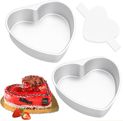 8 Inch Heart Shaped Cake Pans,2 Pack Non-stick Aluminum Heart Pan