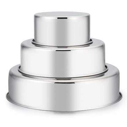 E-far 6 Inch Cake Pan Set of 3, Stainless Steel Round Smash Cake Baking Pans Tins, Non-Toxic & Healthy, Mirror Finish & Dishwasher Safe