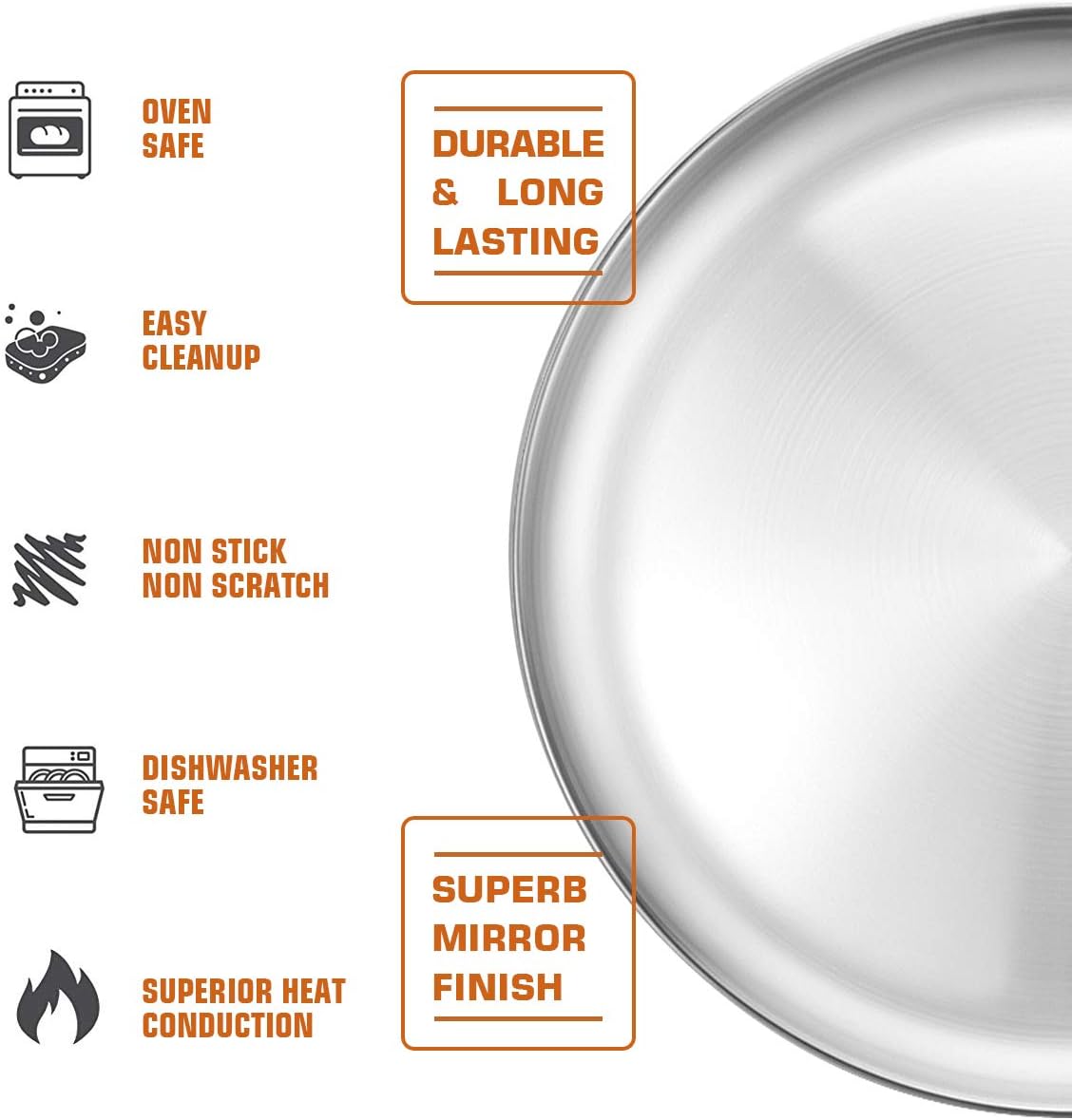 Deedro 12 Inch Pizza Pan, Round Stainless Steel Pizza Tray for Oven, 2 Pack