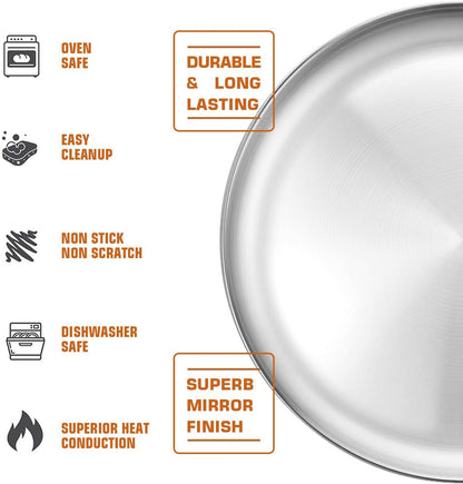 Deedro 12 Inch Pizza Pan, Round Stainless Steel Pizza Tray for Oven, 2 Pack