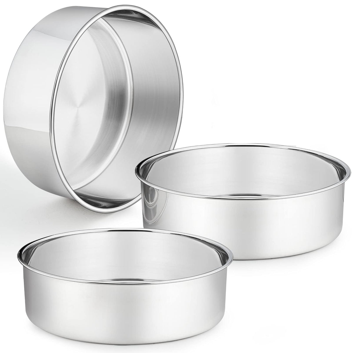 P&P CHEF 8 Inch Cake Pans Set, 2Pcs Stainless Steel Round Baking Pan