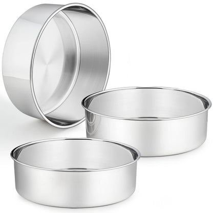 P&P CHEF 8 Inch Cake Pans Set, 2Pcs Stainless Steel Round Baking Pan
