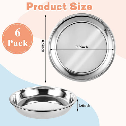 6 Pack Deep Dish Pizza Pan 8 Inch Stainless Steel Pizza Pan for Oven, Non-Stick & Dishwasher Safe Pizza Tray Pizza Baking Sheet Pizza Plates Pie Pan for Pizza, Pie, Cookie