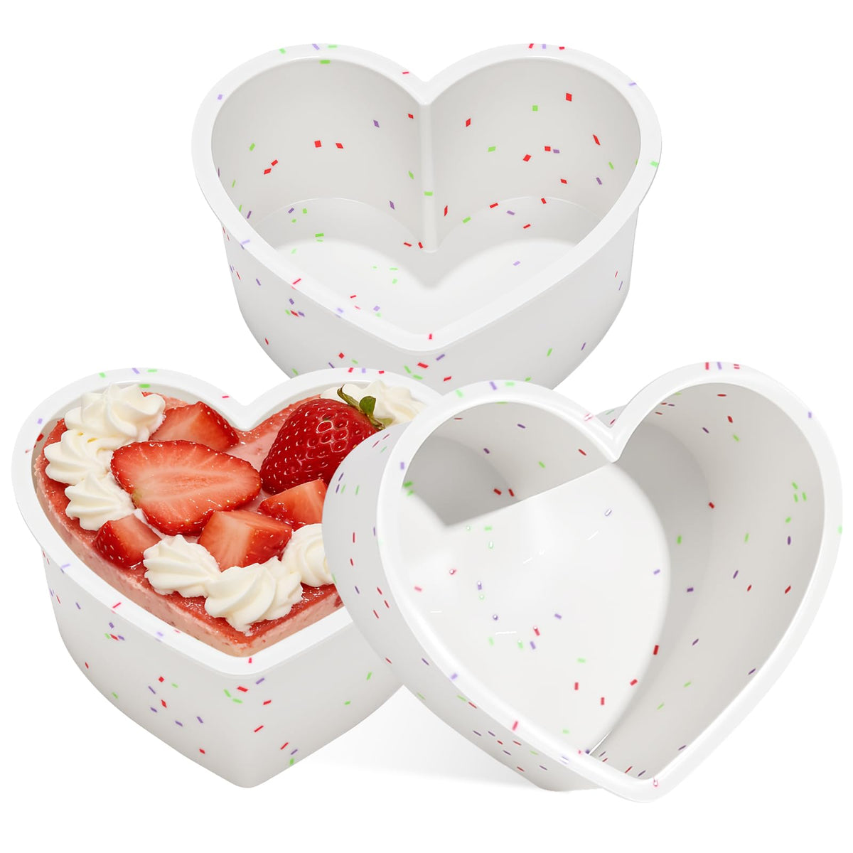 10 Inch Heart Shaped Cake Pans Silicone for Baking, 2 Pcs