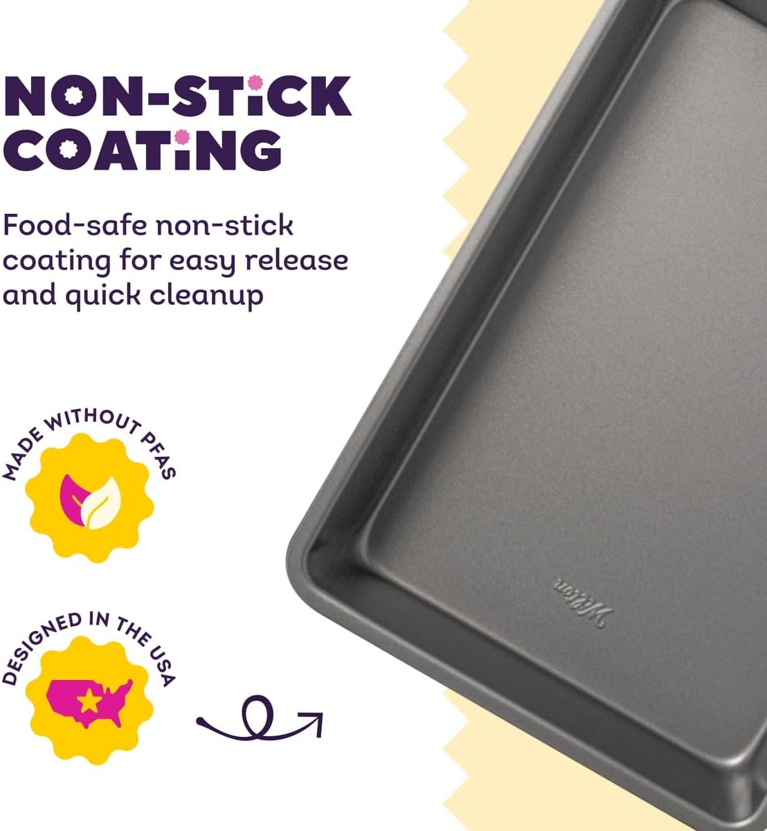 Wilton Silver Non-Stick Oblong Cake Pan, Made Without PFAS, 13 x 9 x 2 in.