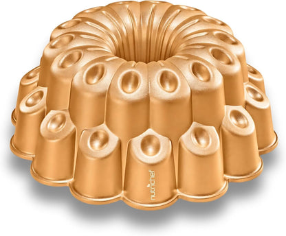 NutriChef Cake Pan - 10 Cups Die Cast Fluted Aluminum Cake Mold, Nonstick for Easy Release and Even Bake, Durable Design, Ideal for Desserts and Casseroles