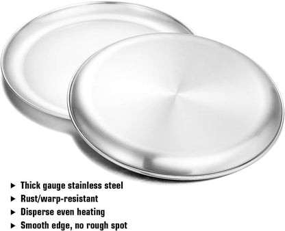 Deedro 12 Inch Pizza Pan, Round Stainless Steel Pizza Tray for Oven, 2 Pack