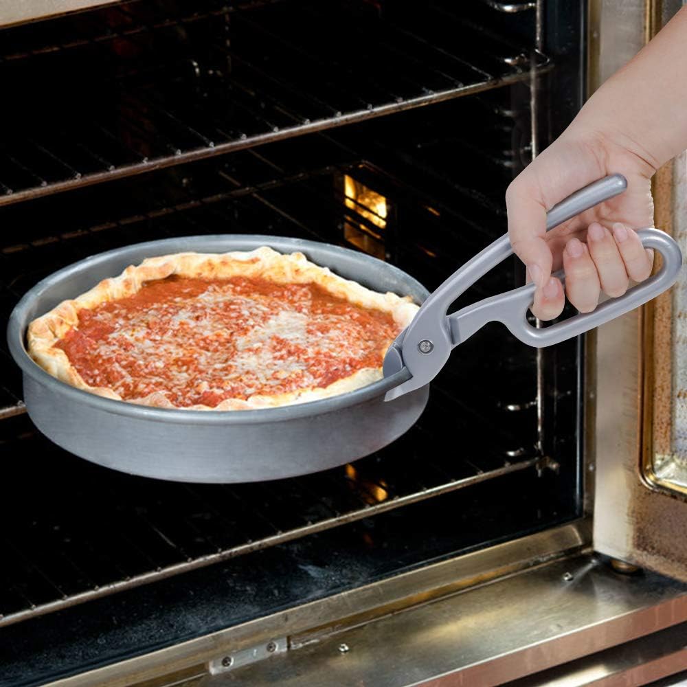 Pizza Pan Gripper for Deep Pizza Pans,Heavy Duty Cast Aluminum Pan Tongs,Great for Pulling Hot Pizza Pan out of the Microwave,Oven … …