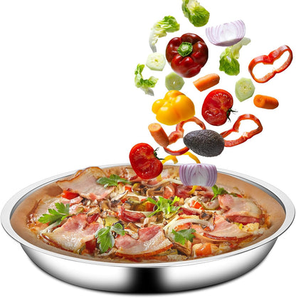 Vin Beauty 4 Pack 13 Inch Deep Dish Pizza Pan Stainless Steel Round Pizza Tray for Oven, Deep Dish Metal Stainless Steel Pie Pan Baking for Oven Cookie Cake, Dishwasher Safe