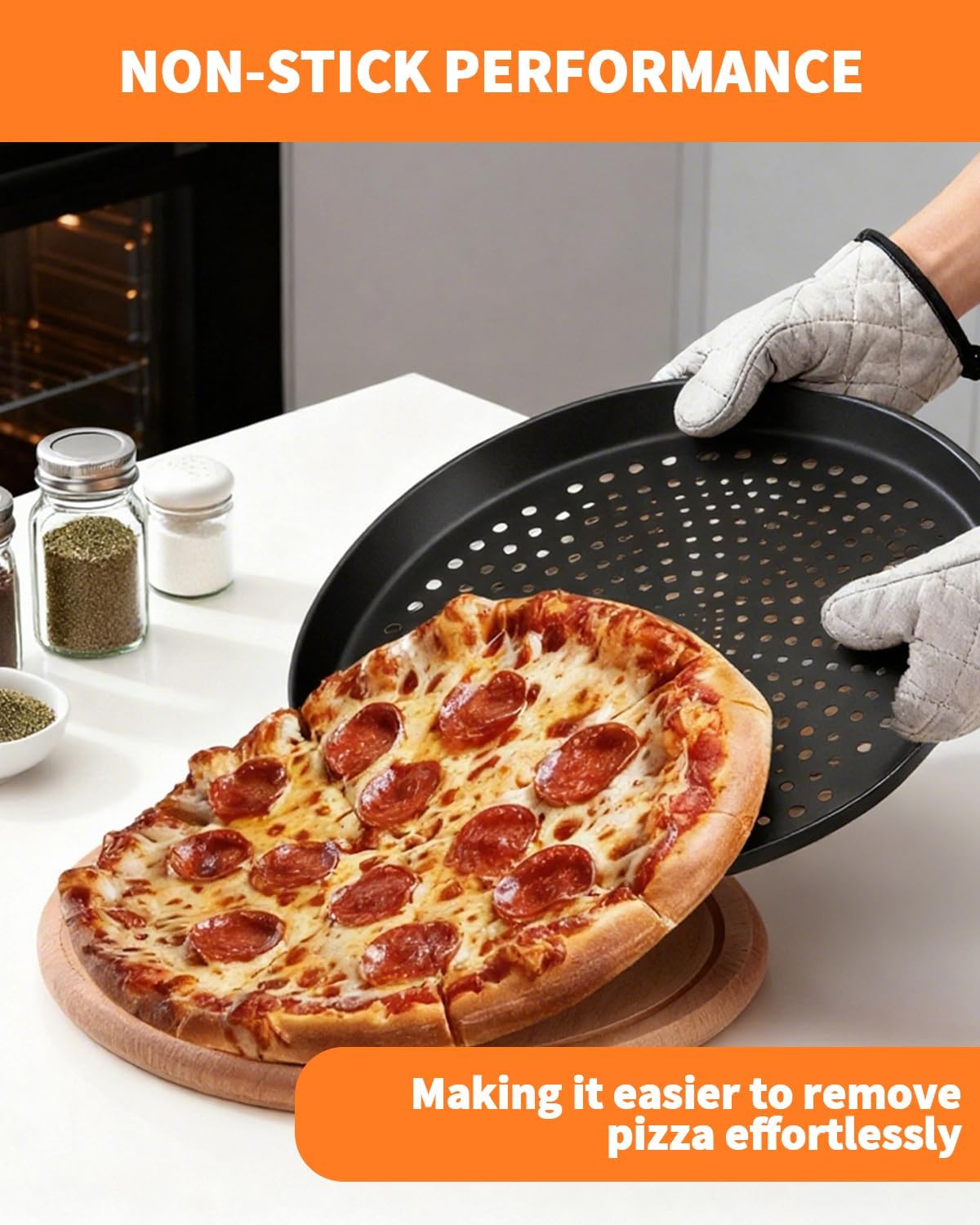 12-Inch Nonstick Pizza Pan with Holes, Perforated Carbon Steel Pizza Tray for Oven, Round Bakeware Pizza Tray for Home Restaurant Kitchen