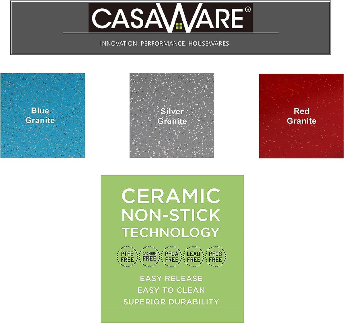 casaWare Perforated Pizza Pan 12-inch, Ceramic Coated NonStick (Silver Granite)