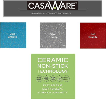 casaWare Perforated Pizza Pan 12-inch, Ceramic Coated NonStick (Silver Granite)