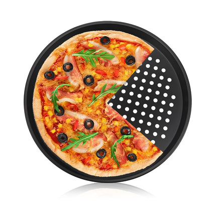 12-Inch Nonstick Pizza Pan with Holes, Perforated Carbon Steel Pizza Tray for Oven, Round Bakeware Pizza Tray for Home Restaurant Kitchen