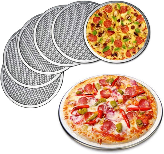 6Pcs 12 Inch Pizza Screen,Seamless Aluminum Pizza Screen,Pizza Pan For Oven