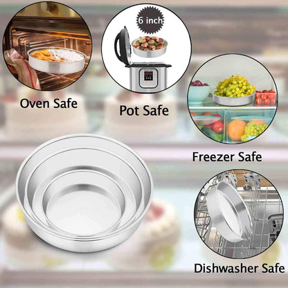 TeamFar Cake Pan, Stainless Steel Round Baking Tier Cake Pans Tins Set of 5