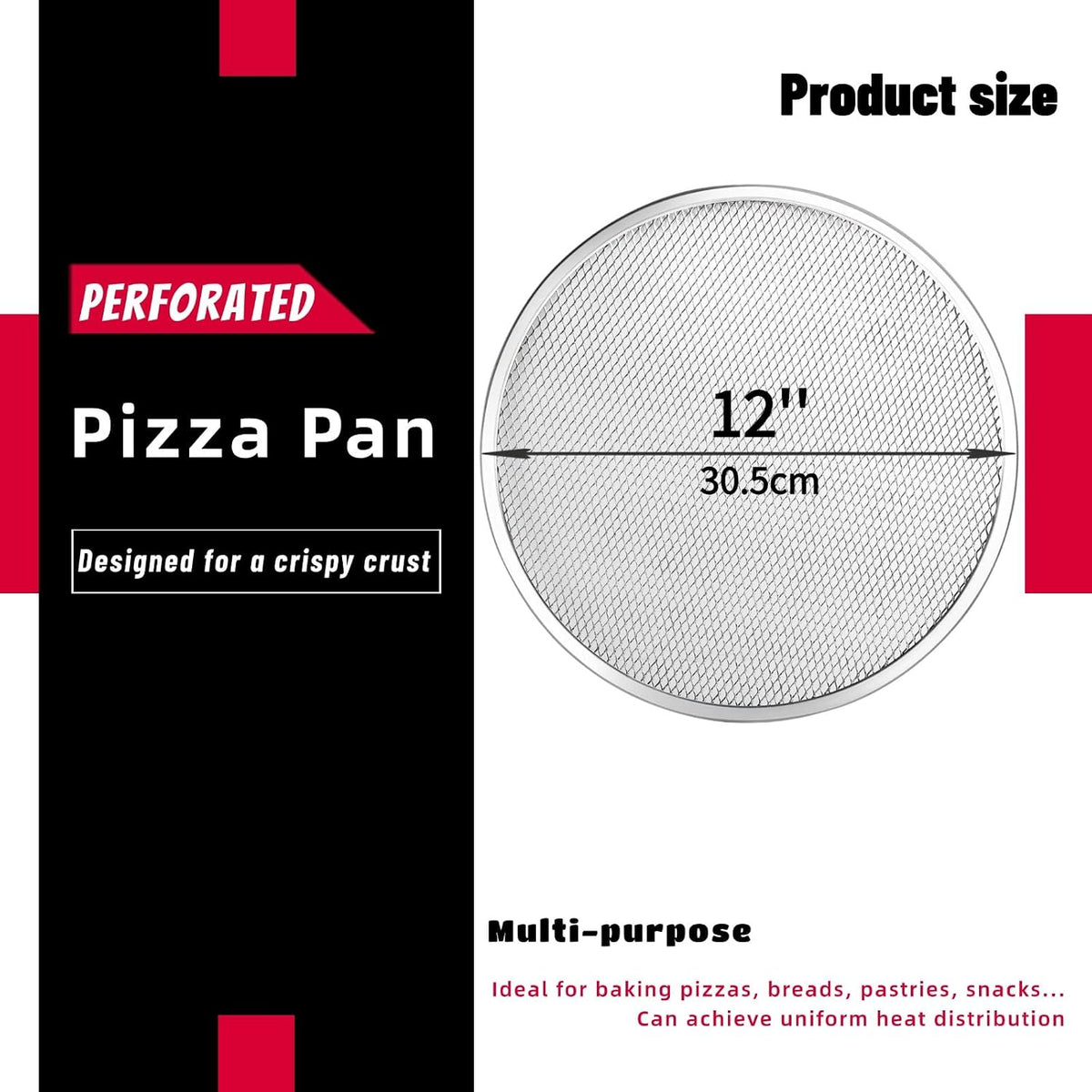 Astero 12 Inch Pizza Screen for Home Bakers & Professionals (3 Pack)